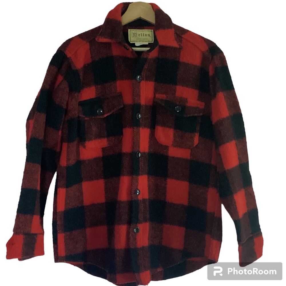 VINTAGE MELTON OUTERWEAR RED PLAID WOOL JACKET